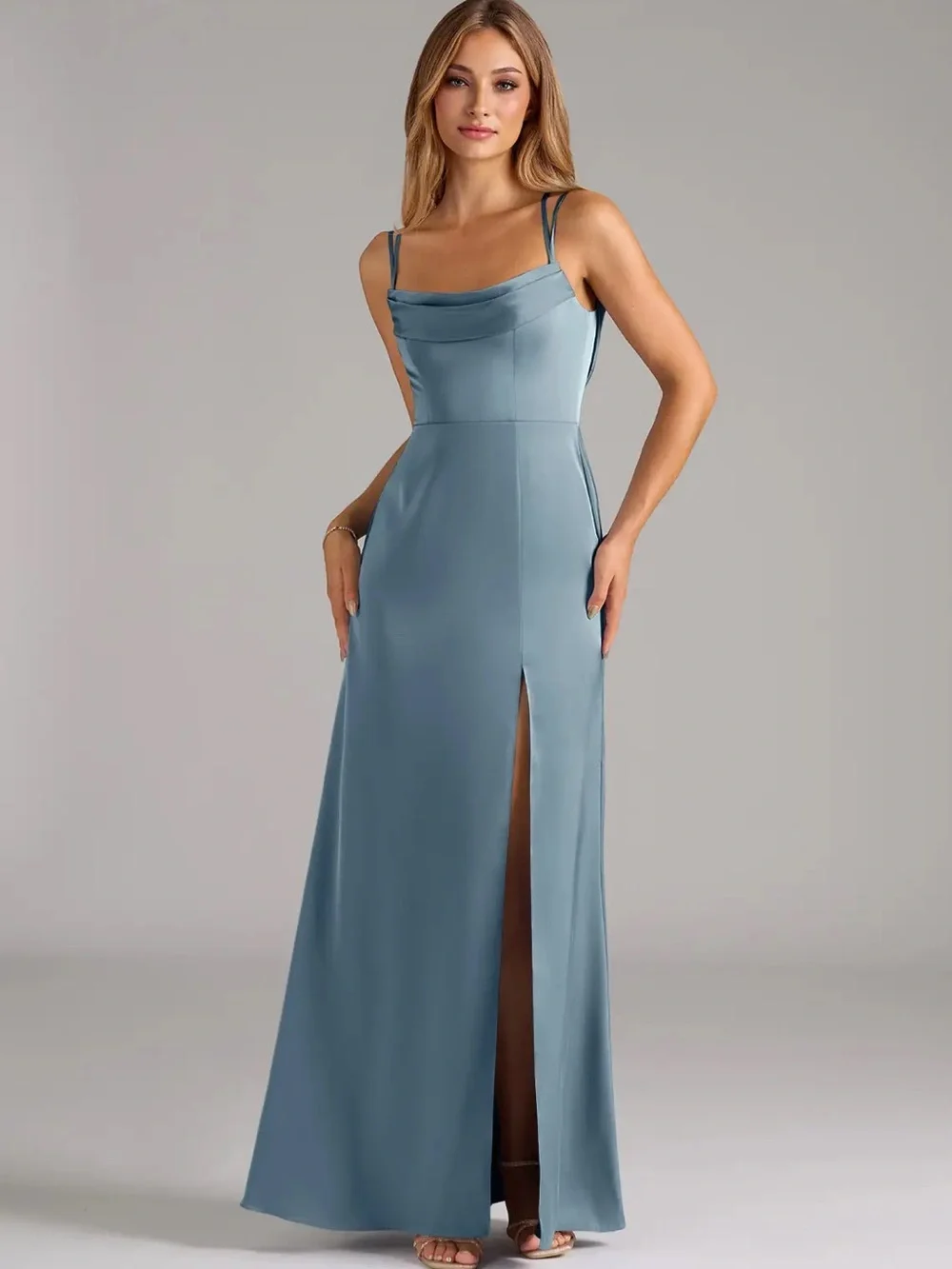 Azazie Callan Bridesmaid Dress size A6 dusty blue NEW! - Picture 10 of 10